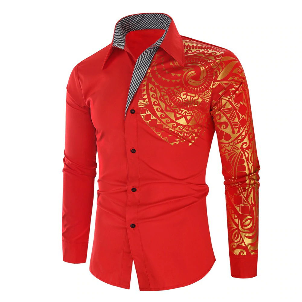 Camisa Masculina de Manga Larga Camisa de Hombre Camisa Elegante para Club Público