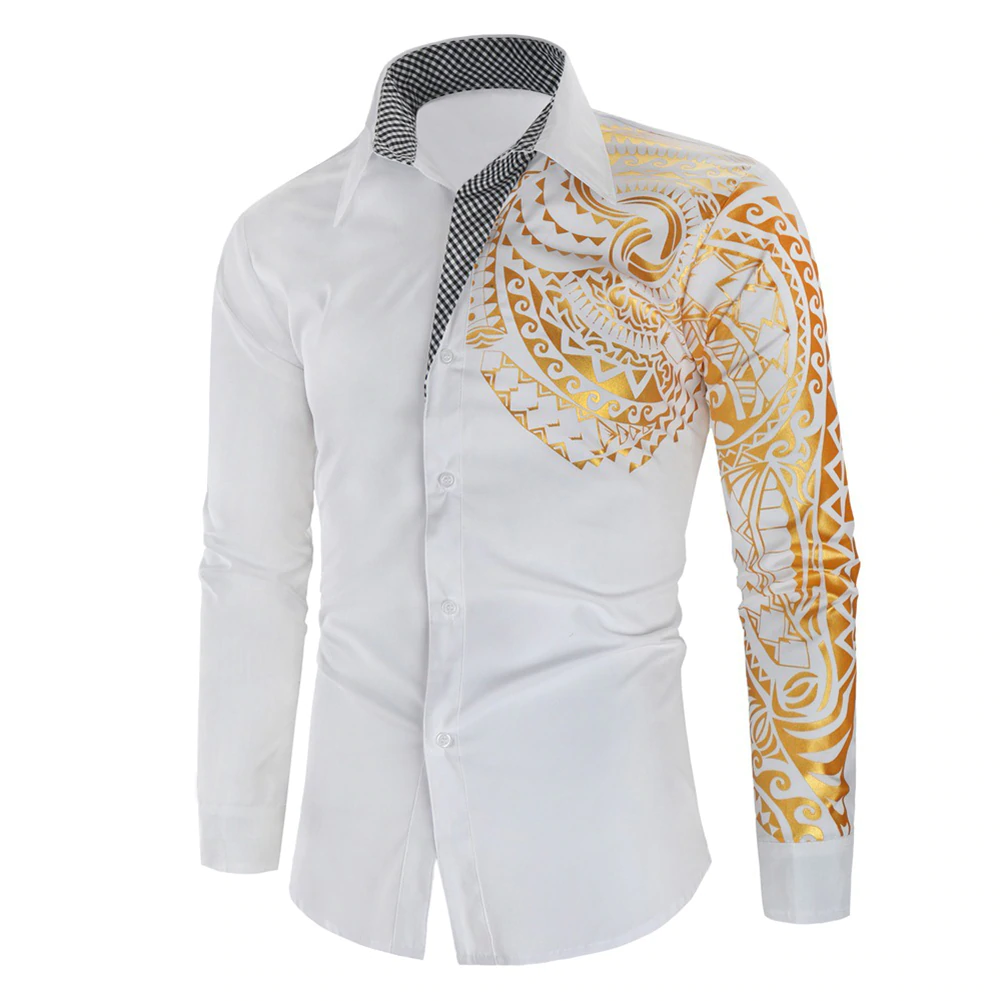 Camisa Masculina de Manga Larga Camisa de Hombre Camisa Elegante para Club Público