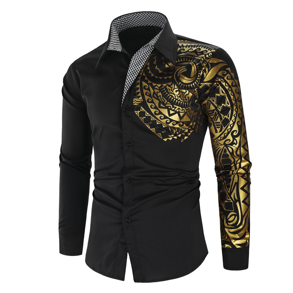 Camisa Masculina de Manga Larga Camisa de Hombre Camisa Elegante para Club Público
