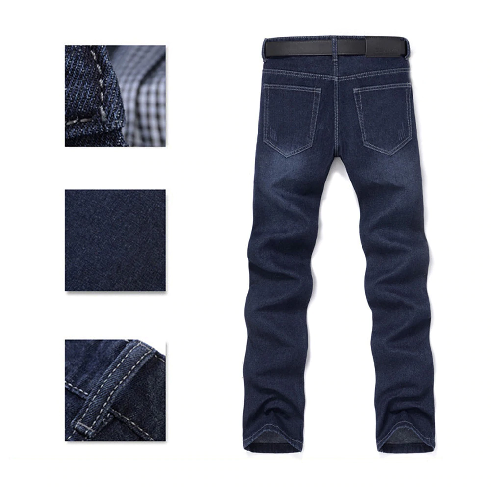 Pantalones vaqueros rectos ajustados de tiro medio informales clásicos para hombre, pantalones largos para jóvenes
