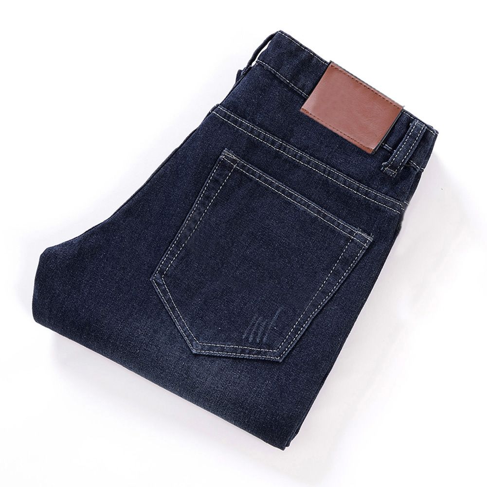 Pantalones vaqueros rectos ajustados de tiro medio informales clásicos para hombre, pantalones largos para jóvenes