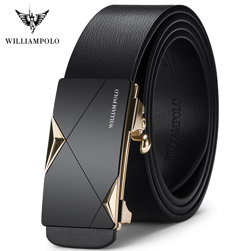 Cinturones de cuero de moda para hombre WILLIAMPOLO con hebilla sólida